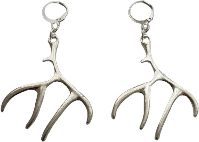 Handmade Antlers Charm Leverback Earrings for Men Women, Deer Pendant Dangle Earrings, Cosplay Dress up Accessories for Her - Image 1